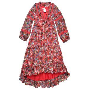 NWT FREE PEOPLE CASIS FLORAL BOHO MIDI DRESS CHIFFON FLOWER CHILD ROMANTIC MED